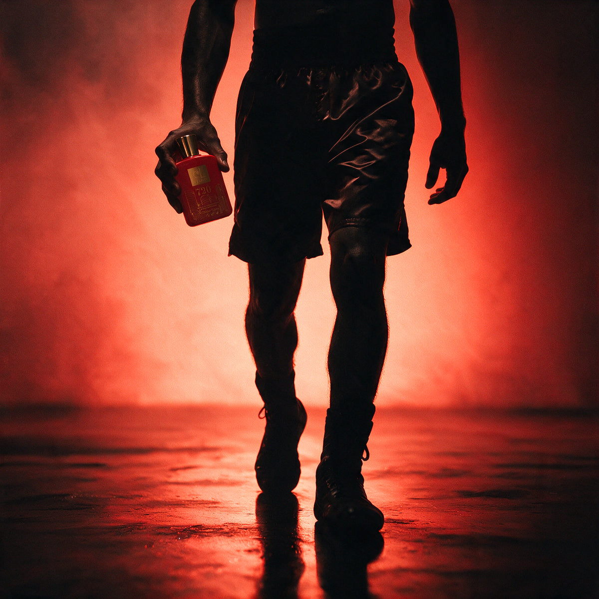 Boxer silhouette with the red 720 Men bottle
