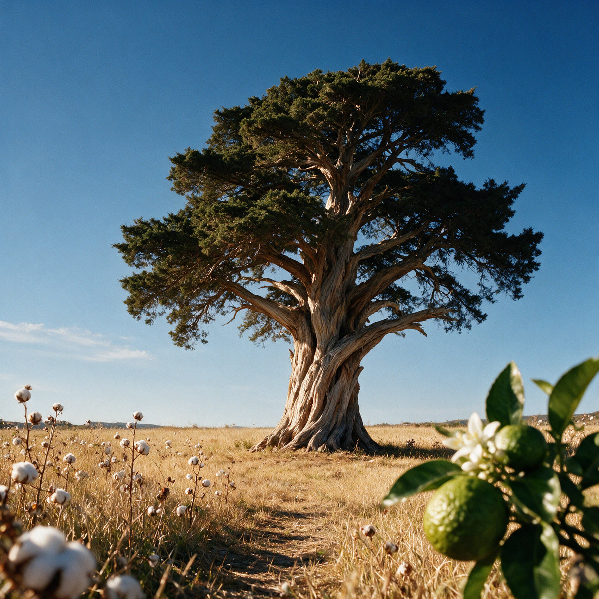 Woods Scent fragrance mist with a cedar tree and cotton
